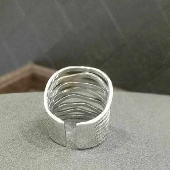 Sterling Silver Embossed Bangle Bracelet Matching Ring Set - Picture 9 of 12